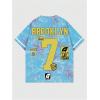 imageSHENHE Mens Graphic Letter Print Short Sleeve Crew Neck T Shirt Summer Streetwear TopBlue