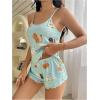 imageSHENHE Womens 2 Piece Cute Pajama Set Cartoon Cat Print Cami and Shorts Pj Lounge Set