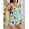 imageSHENHE Womens 2 Piece Cute Pajama Set Cartoon Cat Print Cami and Shorts Pj Lounge Set