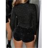 imageSHENHE Womens Glitter Sequin Leopard Shorts Low Rise Sexy Rave Club Booty Shorts Hot PantsBlack Solid