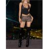 imageSHENHE Womens Glitter Sequin Leopard Shorts Low Rise Sexy Rave Club Booty Shorts Hot PantsTiger Print Brown