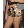 imageSHENHE Womens Glitter Sequin Leopard Shorts Low Rise Sexy Rave Club Booty Shorts Hot PantsTiger Print Khaki