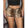 imageSHENHE Womens Glitter Sequin Leopard Shorts Low Rise Sexy Rave Club Booty Shorts Hot PantsTiger Print Khaki