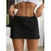 imageSHENHE Womens Low Rise Mini Skirt Bowknot Lettuce Hem Bodycon Skirt Y2K StreetwearBlack