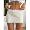 imageSHENHE Womens Low Rise Mini Skirt Bowknot Lettuce Hem Bodycon Skirt Y2K StreetwearKhaki