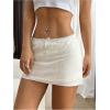 imageSHENHE Womens Low Rise Mini Skirt Bowknot Lettuce Hem Bodycon Skirt Y2K StreetwearKhaki