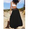 imageSHENHE Womens Summer Low Rise Maxi Skirt High Slit Ruffle Hem Flowy Boho Long SkirtBlack
