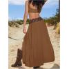 imageSHENHE Womens Summer Low Rise Maxi Skirt High Slit Ruffle Hem Flowy Boho Long SkirtBrown