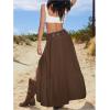 imageSHENHE Womens Summer Low Rise Maxi Skirt High Slit Ruffle Hem Flowy Boho Long SkirtChocolate Brown