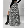 imageSHENHE Womens Summer Low Rise Maxi Skirt High Slit Ruffle Hem Flowy Boho Long SkirtGingham Black White