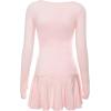 imageSHENHE Womens V Neck Long Sleeve Drop Waist Dress Flare Ruffle Hem Y2k Mini DressPink