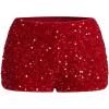 imageSHENHE Womens Glitter Sequin Leopard Shorts Low Rise Sexy Rave Club Booty Shorts Hot PantsRed Solid