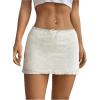 imageSHENHE Womens Low Rise Mini Skirt Bowknot Lettuce Hem Bodycon Skirt Y2K StreetwearKhaki