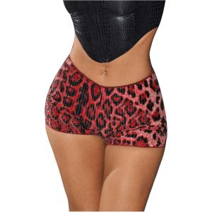 imageSHENHE Womens Glitter Sequin Leopard Shorts Low Rise Sexy Rave Club Booty Shorts Hot PantsBurgundy