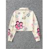 imageSHENHE Girls Collared Long Sleeve Button Down Shirts Loose Basic Cropped Blouse TopApricot