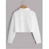 imageSHENHE Girls Collared Long Sleeve Button Down Shirts Loose Basic Cropped Blouse TopWhite