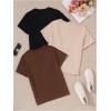 imageSHENHE Girls Graphic Tees Crew Neck Short Sleeve Cute Summer Tops 3 Packs T ShirtsBlack Brown Apricot