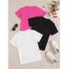 imageSHENHE Girls Graphic Tees Crew Neck Short Sleeve Cute Summer Tops 3 Packs T ShirtsBlack White Pink