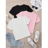 imageSHENHE Girls Graphic Tees Crew Neck Short Sleeve Cute Summer Tops 3 Packs T ShirtsPink Black White