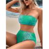 imageSHENHE Womens 2 Piece Bandeau Swimsuit Leopard Strapless Bathing Suit High Waist Bikini Set Green Medium