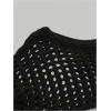 imageSHENHE Womens Crochet Hollow Out Y2k Long Sleeve Cropped Knit Sweater TopBlack