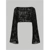imageSHENHE Womens Crochet Hollow Out Y2k Long Sleeve Cropped Knit Sweater TopBlack