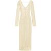 imageSHENHE Womens Crochet Knit Maxi Dress Deep V Neck Long Sleeve Sheer Sexy Long Cover Up DressApricot