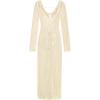 imageSHENHE Womens Crochet Knit Maxi Dress Deep V Neck Long Sleeve Sheer Sexy Long Cover Up DressApricot