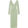 imageSHENHE Womens Crochet Knit Maxi Dress Deep V Neck Long Sleeve Sheer Sexy Long Cover Up DressGreen