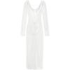 imageSHENHE Womens Crochet Knit Maxi Dress Deep V Neck Long Sleeve Sheer Sexy Long Cover Up DressWhite