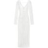 imageSHENHE Womens Crochet Knit Maxi Dress Deep V Neck Long Sleeve Sheer Sexy Long Cover Up DressWhite