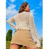 imageSHENHE Womens Floral Crochet V Neck Button Down Long Sleeve Cropped CardigansBeige