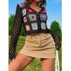 imageSHENHE Womens Floral Crochet V Neck Button Down Long Sleeve Cropped CardigansBlack