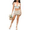 imageSHENHE Womens Hollow Out Sheer Crochet Wrap Skirt Scalloped Sexy Boho Mini SkirtBeige