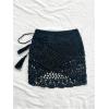 imageSHENHE Womens Hollow Out Sheer Crochet Wrap Skirt Scalloped Sexy Boho Mini SkirtBlack
