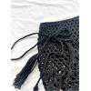 imageSHENHE Womens Hollow Out Sheer Crochet Wrap Skirt Scalloped Sexy Boho Mini SkirtBlack
