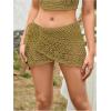 imageSHENHE Womens Hollow Out Sheer Crochet Wrap Skirt Scalloped Sexy Boho Mini SkirtGreen