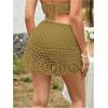 imageSHENHE Womens Hollow Out Sheer Crochet Wrap Skirt Scalloped Sexy Boho Mini SkirtGreen