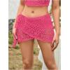 imageSHENHE Womens Hollow Out Sheer Crochet Wrap Skirt Scalloped Sexy Boho Mini SkirtHot Pink