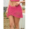 imageSHENHE Womens Hollow Out Sheer Crochet Wrap Skirt Scalloped Sexy Boho Mini SkirtHot Pink