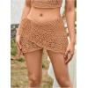 imageSHENHE Womens Hollow Out Sheer Crochet Wrap Skirt Scalloped Sexy Boho Mini SkirtMocha Brown