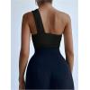 imageSHENHE Womens One Shoulder Sleeveless Big Bow Front Elegant Fitted Tank Top BodysuitBlack