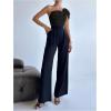 imageSHENHE Womens One Shoulder Sleeveless Big Bow Front Elegant Fitted Tank Top BodysuitBlack
