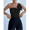 imageSHENHE Womens One Shoulder Sleeveless Big Bow Front Elegant Fitted Tank Top BodysuitBlack