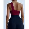 imageSHENHE Womens One Shoulder Sleeveless Big Bow Front Elegant Fitted Tank Top BodysuitBurgundy