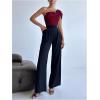 imageSHENHE Womens One Shoulder Sleeveless Big Bow Front Elegant Fitted Tank Top BodysuitBurgundy