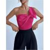 imageSHENHE Womens One Shoulder Sleeveless Big Bow Front Elegant Fitted Tank Top BodysuitHot Pink