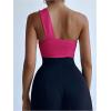imageSHENHE Womens One Shoulder Sleeveless Big Bow Front Elegant Fitted Tank Top BodysuitHot Pink