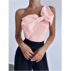 imageSHENHE Womens One Shoulder Sleeveless Big Bow Front Elegant Fitted Tank Top BodysuitPink