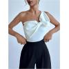 imageSHENHE Womens One Shoulder Sleeveless Big Bow Front Elegant Fitted Tank Top BodysuitWhite